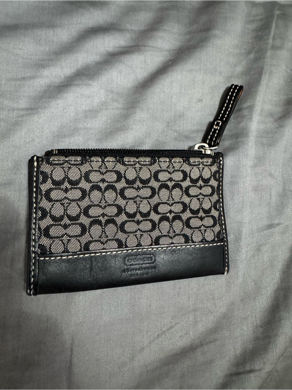 Coach Black and Tan Signature Wristlet Card Case